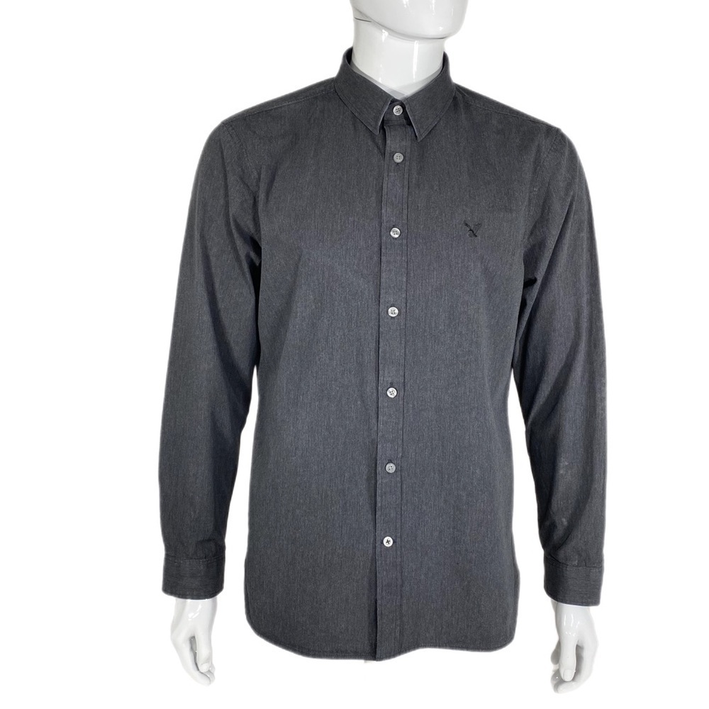 American Eagle Men’s Gray Slim Fit Long Sleeve Button Down